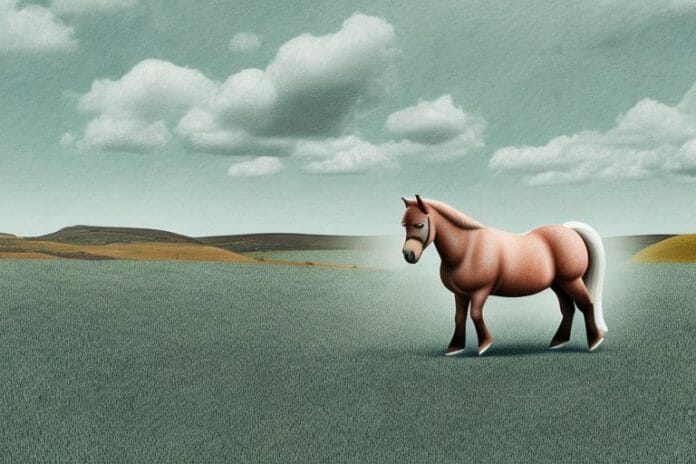 A shetland pony horse in a rural south african landscape