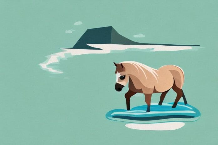 A shetland pony in its natural habitat in jeffreys bay