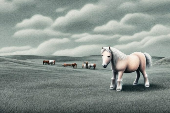 A shetland pony in a rural setting in botshabelo