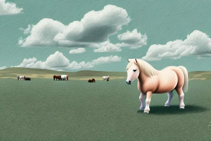A shetland pony in a rural setting in south africa
