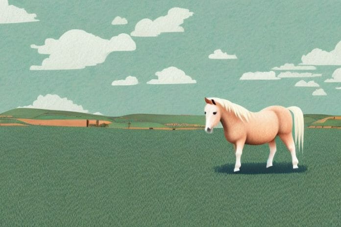 A shetland pony in a rural south african landscape