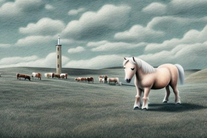 A shetland pony in a rural setting in bethlehem