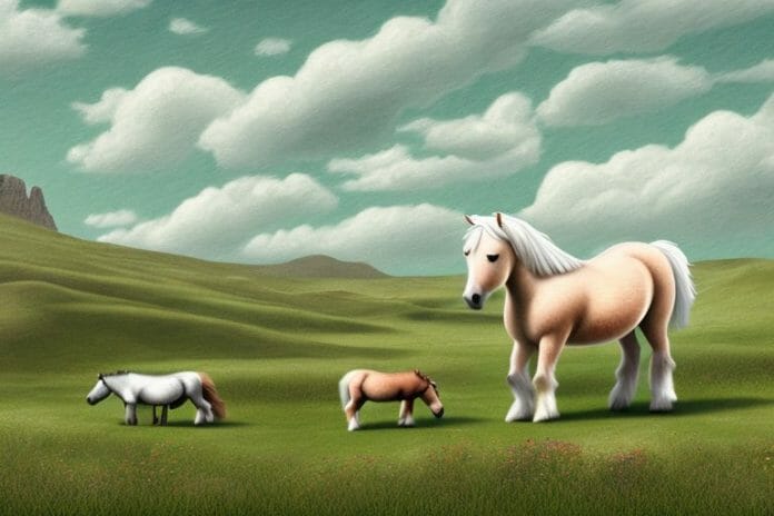 A shetland pony in a rural landscape in limpopo