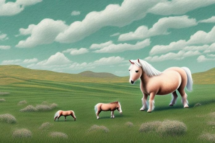 A shetland pony in a rural landscape in lebowakgomo