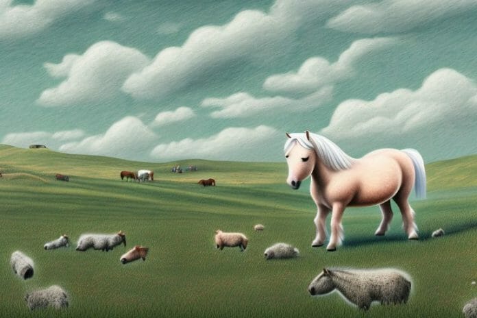 A shetland pony in a rural landscape in phalaborwa