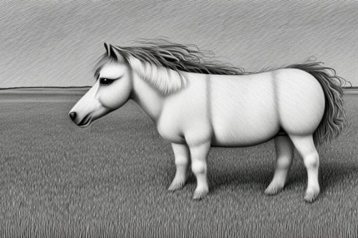 A shetland pony in a field in witbank