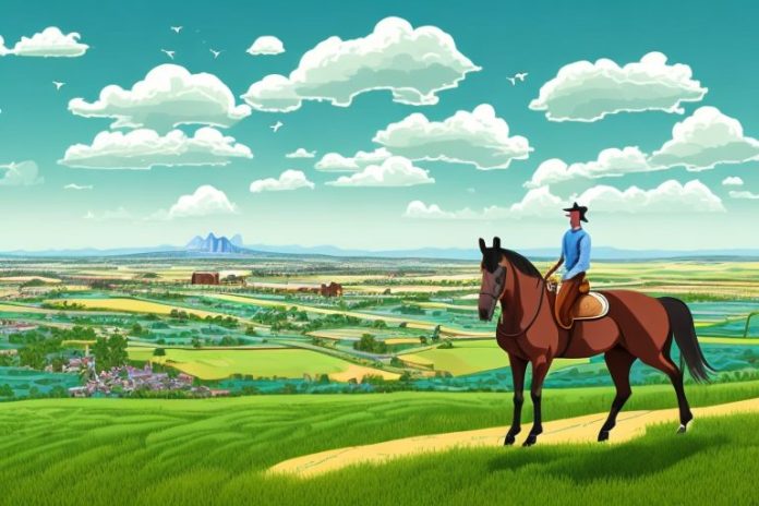 A horse and rider in the countryside