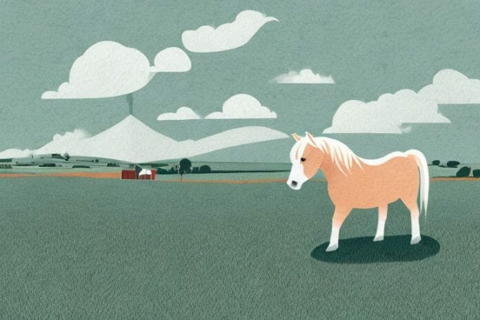 A shetland pony in a rural setting in secunda
