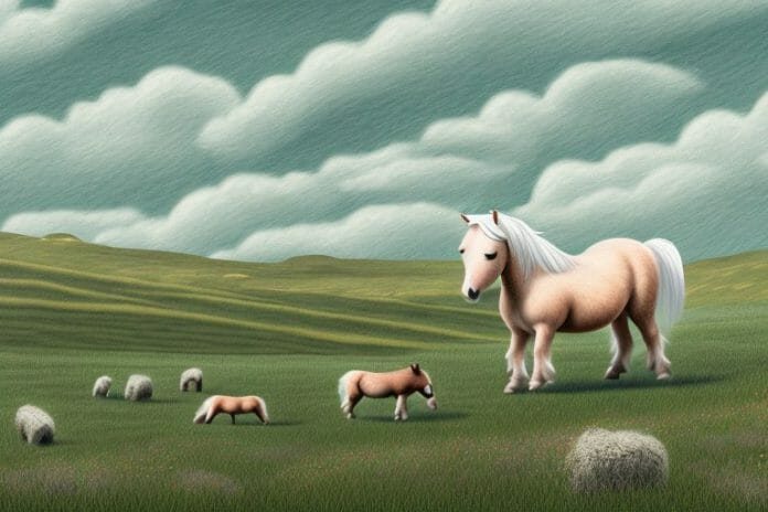 A shetland pony in a rural landscape in hazyview