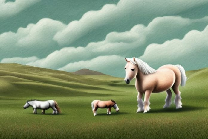 A shetland pony in a rural landscape in south africa