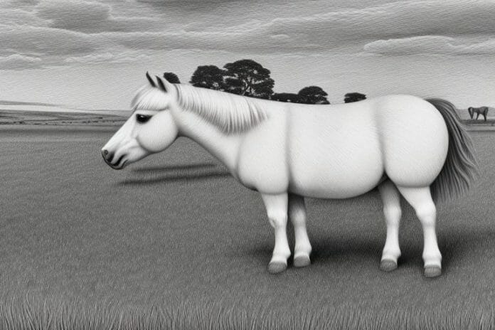 A shetland pony in a rural setting in north west