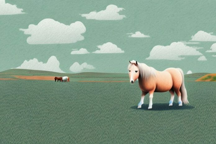 A shetland pony in a rural south african landscape