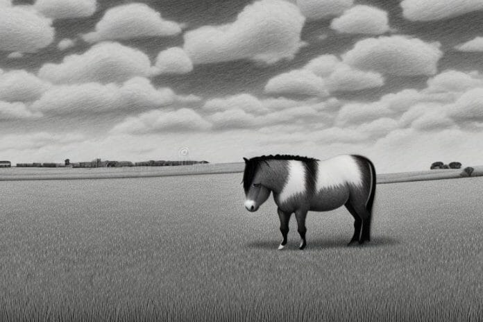 A shetland pony in a field in lichtenburg