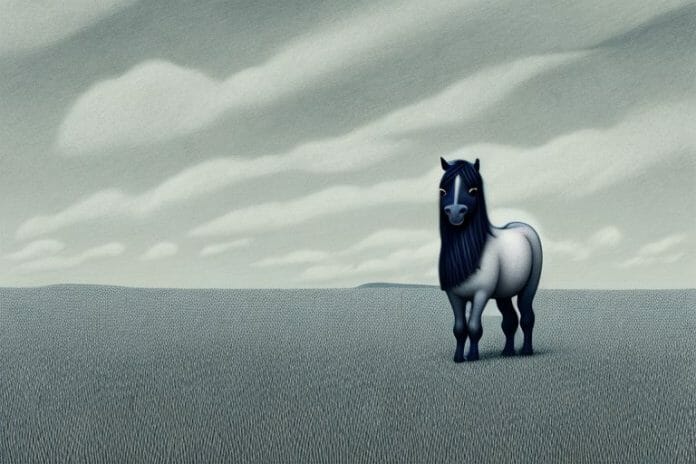 A shetland pony standing in a field in george