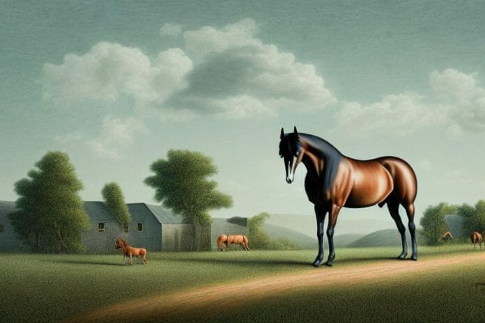 A tennessee walking horse in a rural landscape in east london