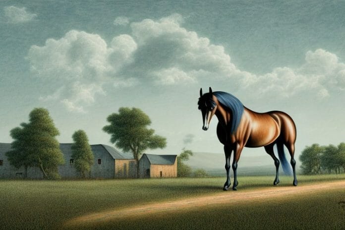 A tennessee walking horse in a rural landscape in mthatha