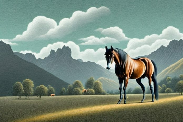 A tennessee walking horse in a rural landscape in queenstown