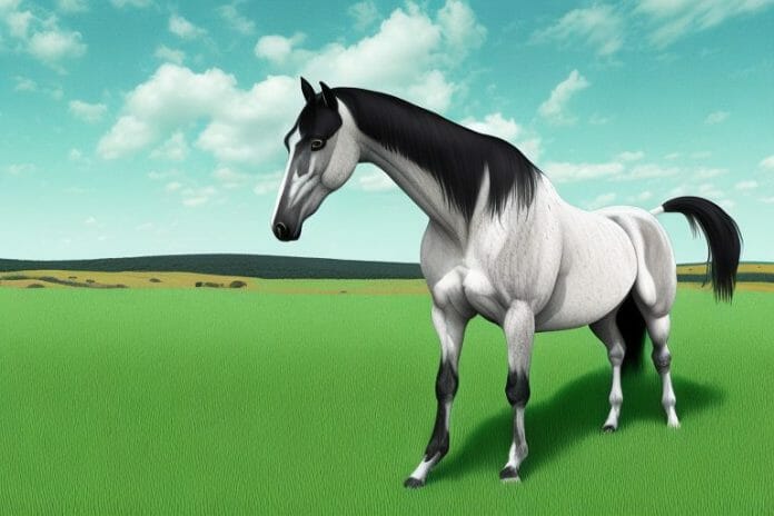 A tennessee walking horse in a grassy field in jeffreys bay