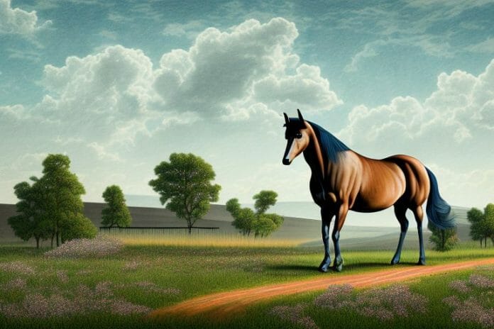 A tennessee walking horse in a rural landscape in bloemfontein