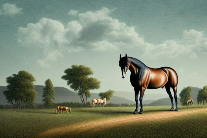 A tennessee walking horse in a rural landscape in south africa