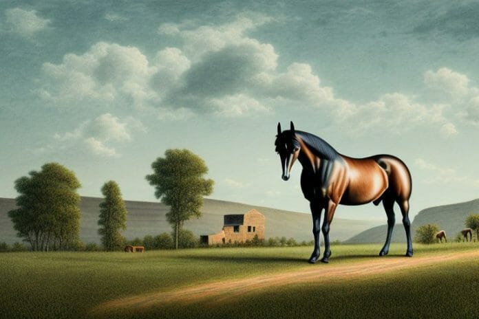 A tennessee walking horse in a rural landscape in harrismith