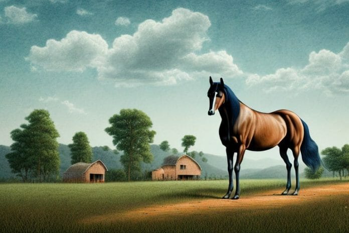 A tennessee walking horse standing in a rural landscape in soweto