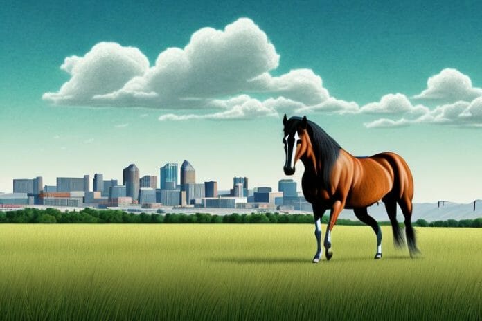 A tennessee walking horse in a field
