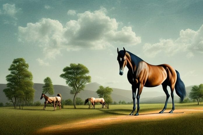A tennessee walking horse in a rural landscape in limpopo