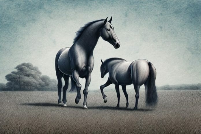 A tennessee walking horse in a rural south african landscape