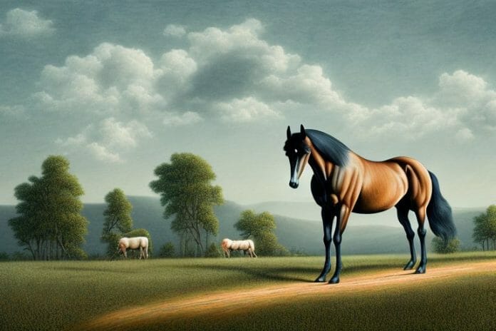 A tennessee walking horse in a rural landscape in mpumalanga