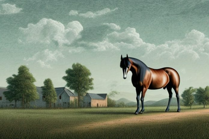 A tennessee walking horse in a rural landscape in secunda