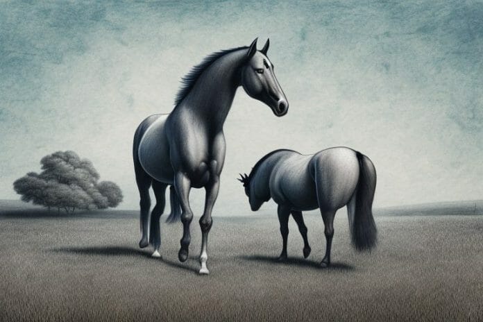 A tennessee walking horse in a rural south african landscape