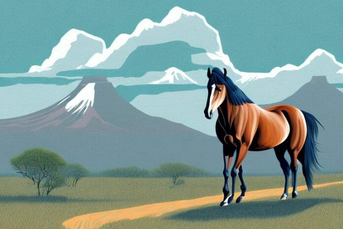 A tennessee walking horse in a scenic landscape of the northern cape