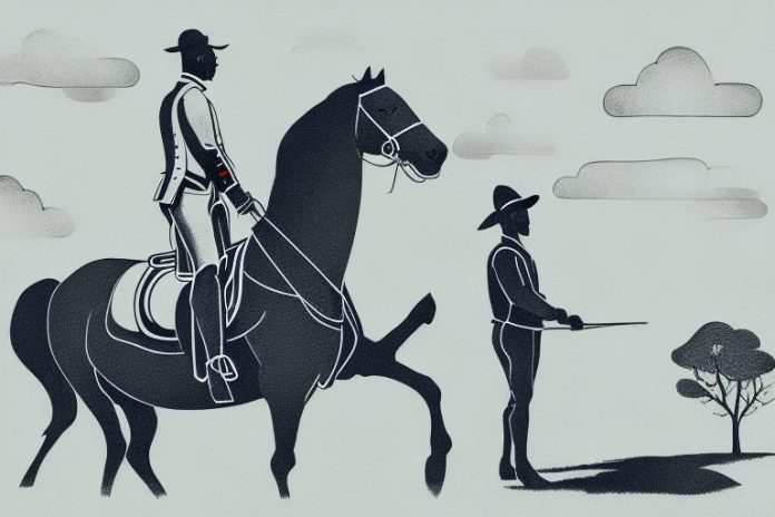 A horse and rider in a rural setting in soweto