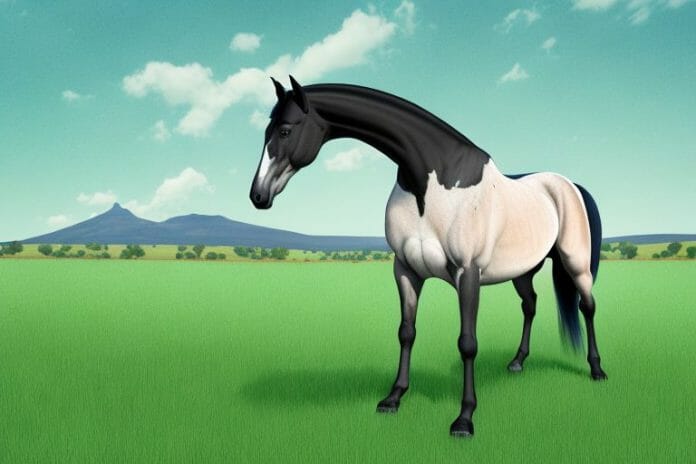 A tennessee walking horse standing in a grassy field in calvinia