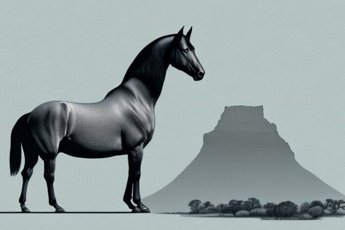A tennessee walking horse in a landscape of the north west region of south africa