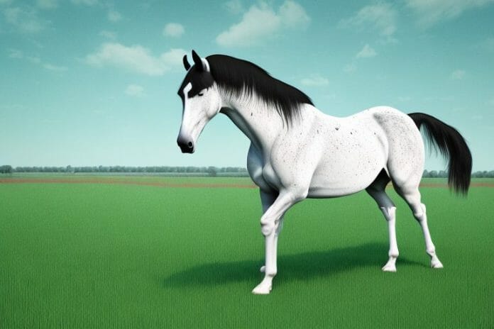 A tennessee walking horse standing in a grassy field in potchefstroom