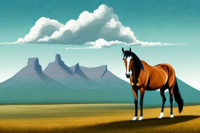 A tennessee walking horse in a south african landscape