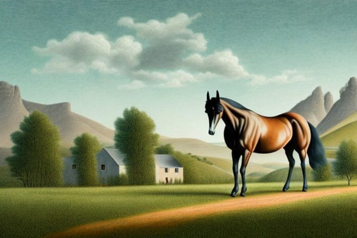 A tennessee walking horse in a rural landscape in stellenbosch