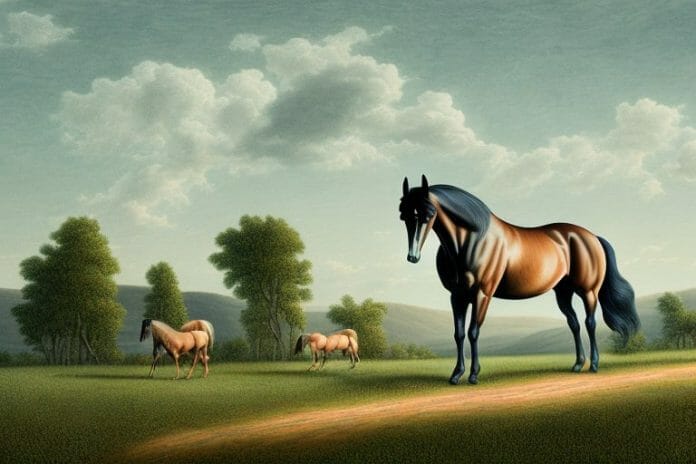 A tennessee walking horse in a rural landscape in worcester