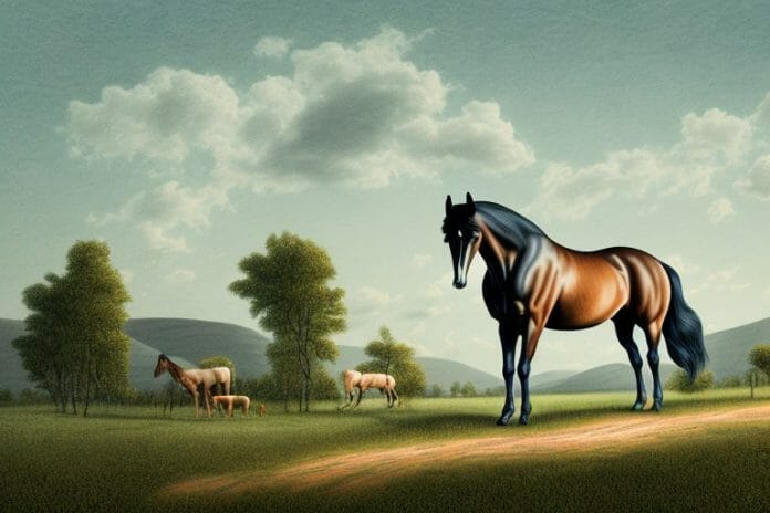 A tennessee walking horse in a rural landscape in george