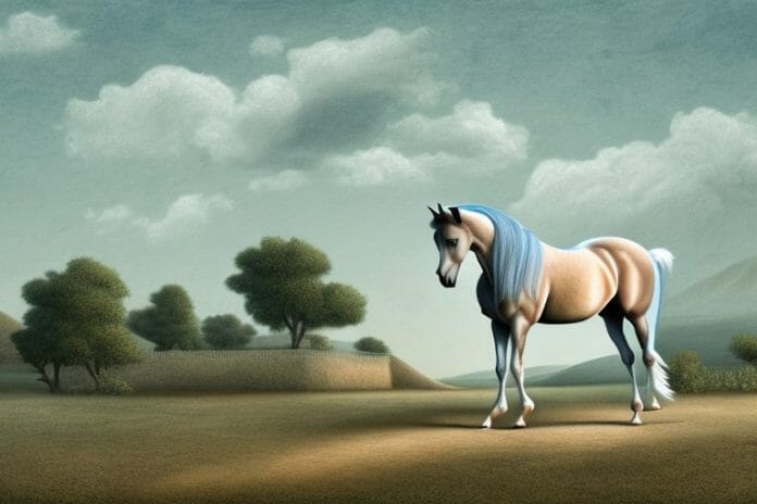 An andalusian horse in a rural landscape in east london