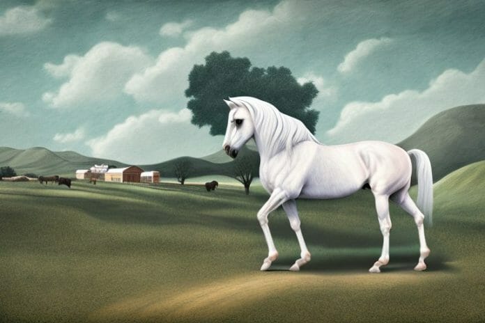 An andalusian horse in a rural landscape in uitenhage
