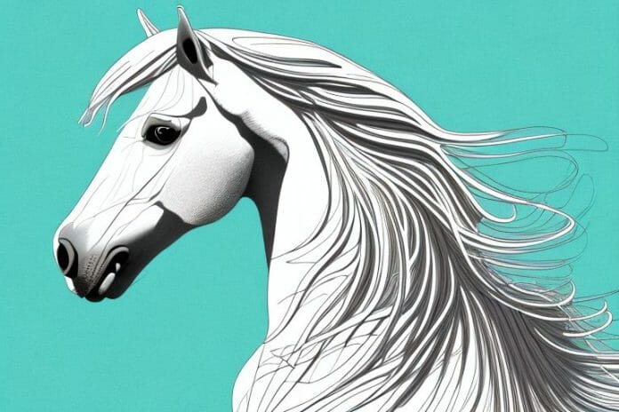A majestic andalusian horse in its natural environment in jeffreys bay