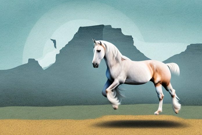 An andalusian horse in a rural south african landscape
