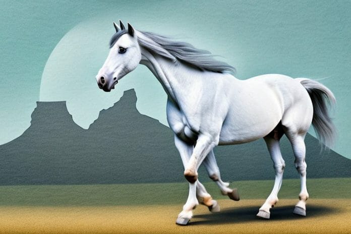 An andalusian horse in a rural south african landscape