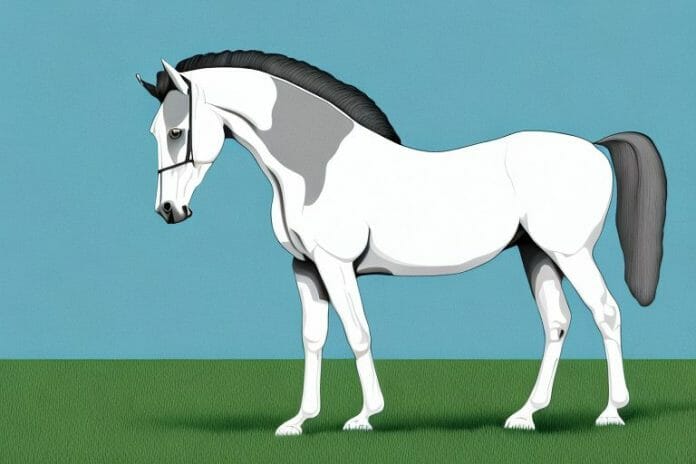 An andalusian horse in a field in kempton park