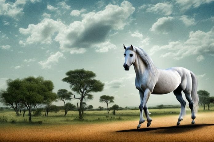 An andalusian horse in a rural landscape in giyani