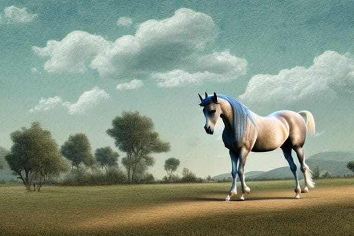 An andalusian horse in a rural landscape in secunda