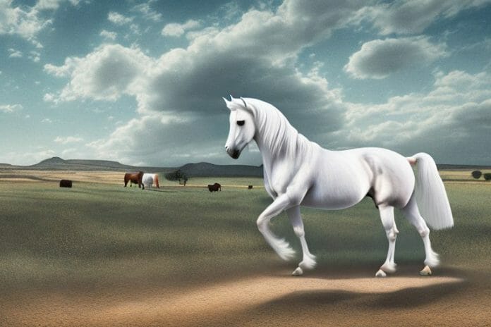An andalusian horse in a rural landscape in upington